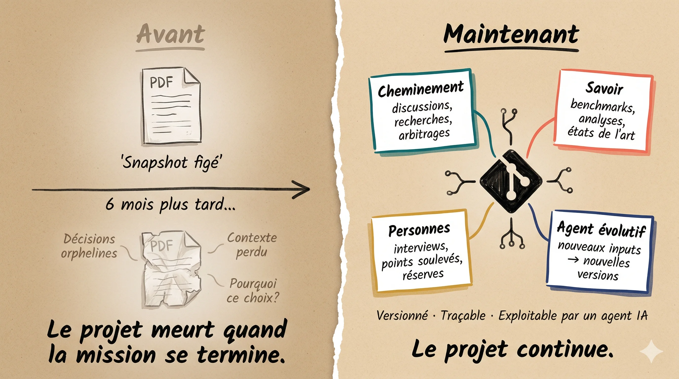 Le livrable vivant : avant un snapshot figé, maintenant un système évolutif